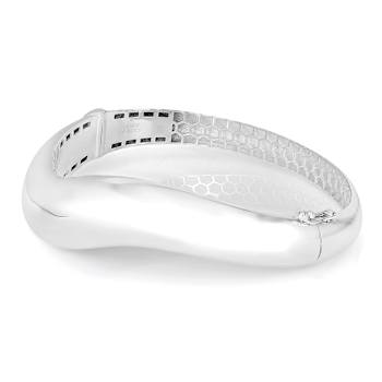 Wide Polished Curved Bangle In Sterling Silver