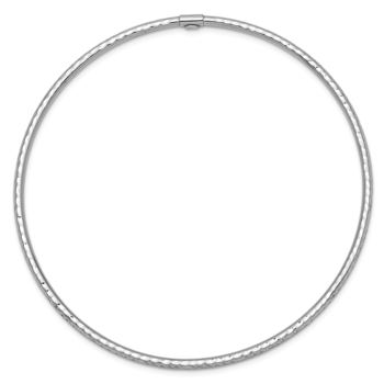 Rhodium Over 14k White Gold 2mm Diamond-Cut Slip-On Bangle
