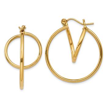 14k Yellow Gold 15/16" Fashion Circle Hoop Earrings