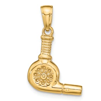 14k Yellow Gold 3D Blow Dryer Pendant