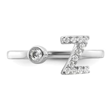 Rhodium Over 14K White Gold Lab Grown Diamond VS/SI GH, Initial Z
Adjustable Ring
