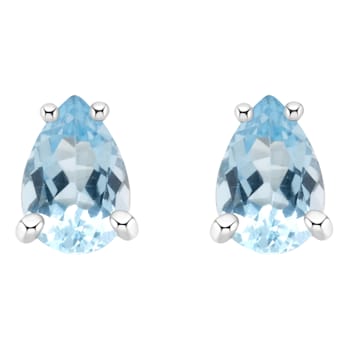6x4mm Pear Shape Aquamarine 14k White Gold Stud Earrings