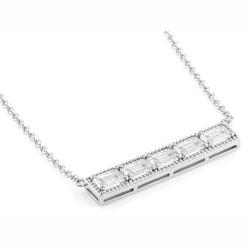Diamond Simulant Emerald-Cut Necklace In Sterling Silver