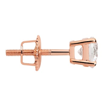 White Cubic Zirconia 14k Rose Gold Studs With Velvet Gift Box 0.50ctw
