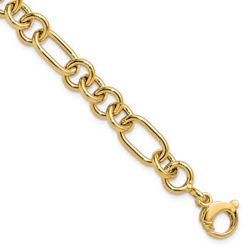14k Yellow Gold 7.9mm Polished Fancy Link Bracelet
