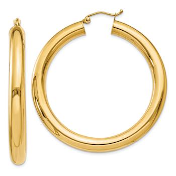 14k Yellow Gold 1 3/4" Polished Hoop Earrings
