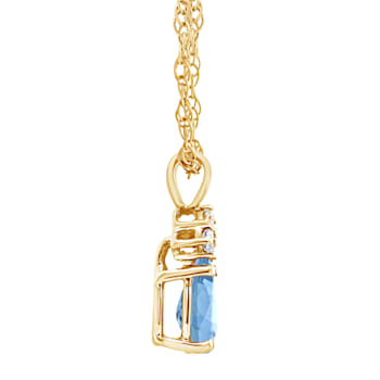7x5mm Pear Shape Aquamarine with Diamond Accents 14k Yellow Gold Pendant
With Chain