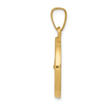 14K Yellow Gold Polished and Satin St Gerard Medal Hollow Pendant
