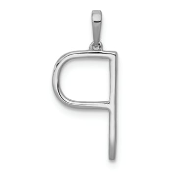 Rhodium Over 14K White Gold Diamond Letter P Initial Pendant