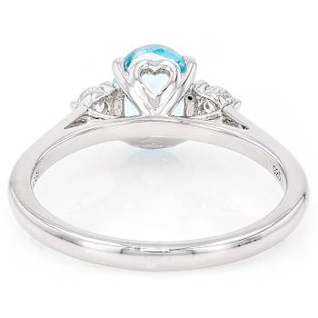 Sky Blue Topaz And Lab-Grown Diamond Three-Stone Ring In Sterling Silver