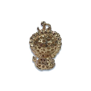 Gold Tone Pink and Clear Crystal Lion Key Chain