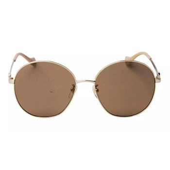 Gucci Gold Tone and Taupe Frame / Brown Lens Sunglasses