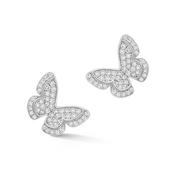 Sterling Statements Rhodium Over Sterling Silver Pave Butterfly Studs