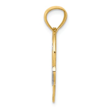 14K Two-tone Gold  Textured #1 MOM Heart Pendant