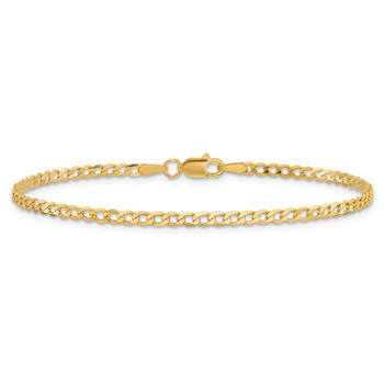 10k Yellow Gold 2.2mm Flat Beveled Curb Link Bracelet