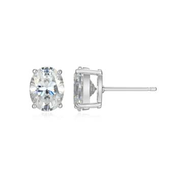 Oval Moissanite Platineve Stud Earrings 4.20ctw DEW