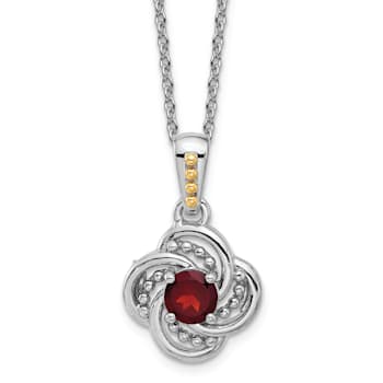 Rhodium Over Sterling Silver with 14K Accent Garnet Necklace
