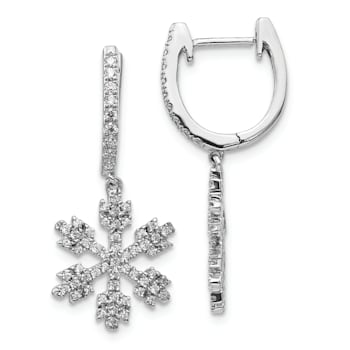 14K White Gold Diamond Snowflake Earrings