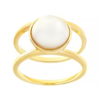 Mabe Pearl Solitaire Ring In 18K Gold Over Sterling Silver
