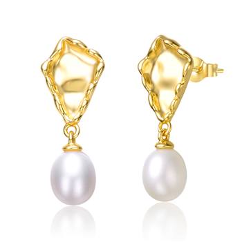 Freshwater Pearl Nugget Drop Earrings In 14K Gold Over Sterling Silver