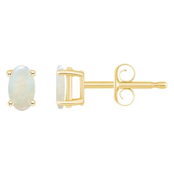 5x3mm Oval Opal 14k Yellow Gold Stud Earrings