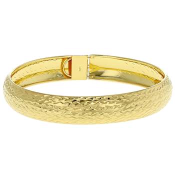 Polished Diamond-Cut Gold Bangle Bracelet In 18K Gold Over Sterling Silver