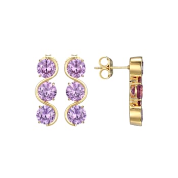 Lab Created Alexandrite Sapphire 18k Yellow Gold Over Silver June
Birthstone Earrings 4.90ctw