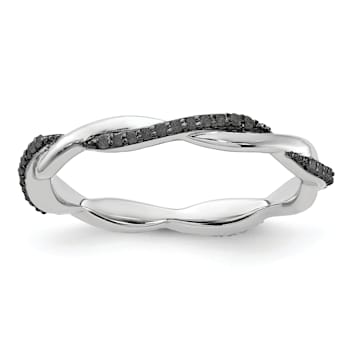 Sterling Silver Stackable Expressions Polished Black Diamond Ring 0.132ctw