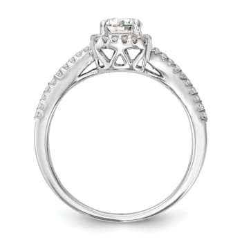 Rhodium Over 14K White Gold Lab Grown Diamond Complete Cushion Halo
Engagement Ring 0.70ctw