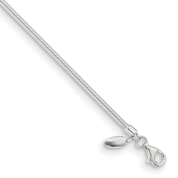 Sterling Silver Round Snake Chain Bracelet With Lobster Clasp