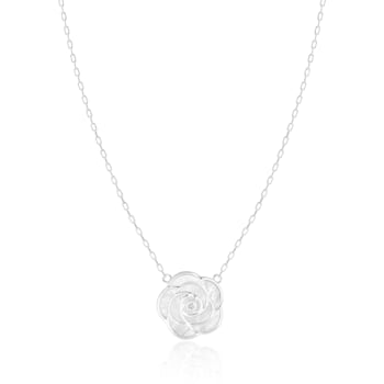 Mother of Pearl and Cubic Zirconia Rhodium Over Sterling Silver Necklace