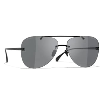 Chanel Black Aviator Frame / Gray Lenses Sunglasses