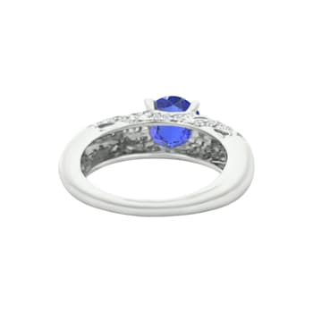 14K White Gold Round Tanzanite and Diamond Ring, 1.72ctw