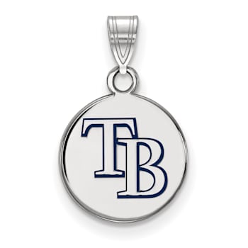 Rhodium Over Sterling Silver MLB LogoArt Tampa Bay Rays Brewers Enamel Pendant