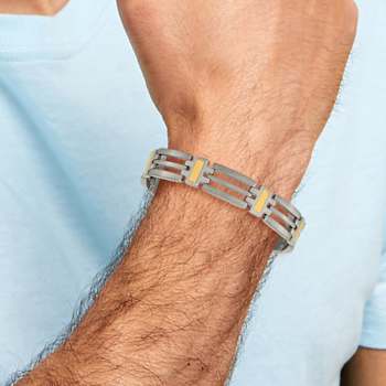 Titanium Brushed and Polished Yellow IP-Plated Bracelet