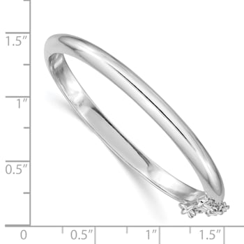 Rhodium Over Sterling Silver Polished 4mm with Safety Hinged Children's Bangle