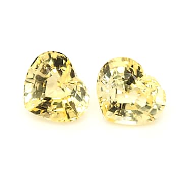 Yellow Sapphire 11.0x9.64mm Heart Shape Matched Pair 11.13ctw