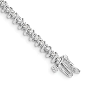 Rhodium Over 14k White Gold I1/G-H Diamond Tennis Bracelet 0.91ctw