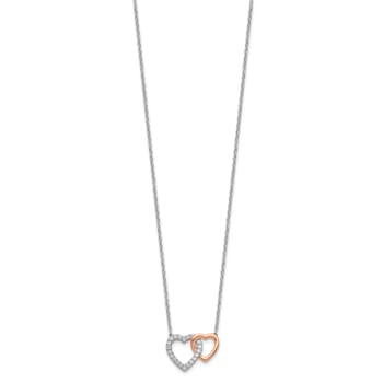 14K Two-Tone Lab Grown Diamond VS/SI GH, Hearts Pendant Necklace