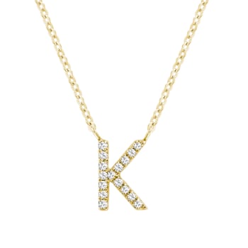 10K Yellow Gold Block Yellow Diamond Initial Letter K Pendant with
Yellow Gold Chain, 0.05ctw