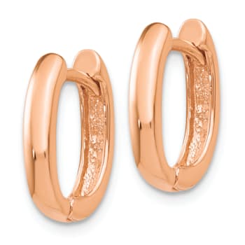 14K Rose Gold 7/16" Oval Hinged Hoop Earrings