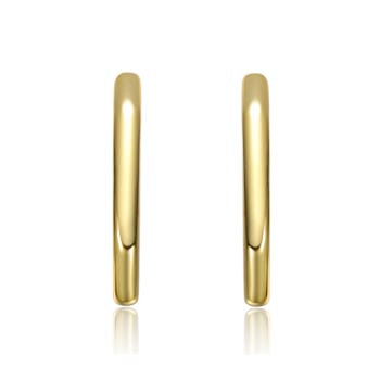 Geometric C-Hoop Earrings In 14K Gold Over Brass