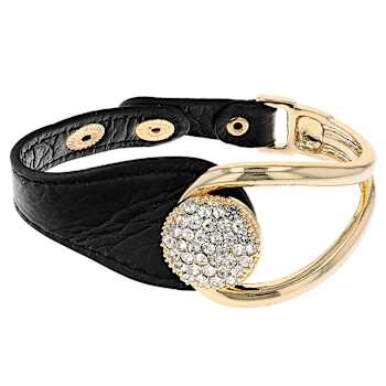 Crystal And Leather Buckle Bracelet