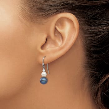 Rhodium Over 14K White Gold 6-9mm Semi-round Freshwater Cultured Pearl
Graduated Dangle Earrings