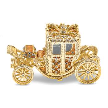 IMPERIAL Golden Carriage with Ring Pad Trinket Box