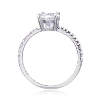 Round White Topaz Sterling Silver Solitare Ring, 1.90ctw