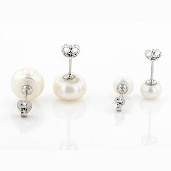 Graduated Freshwater Pearl Stud Earring Set In Sterling Silver