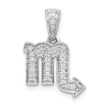 Rhodium Over 14K White Gold Diamond Scorpio Zodiac Pendant