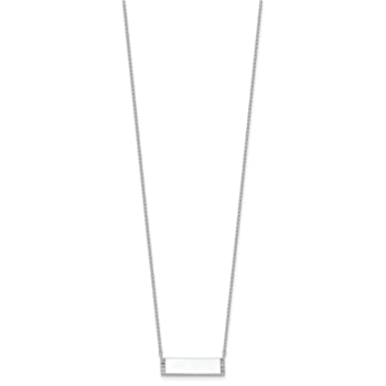 Rhodium Over Sterling Silver Polished Cubic Zirconia Bar Necklace