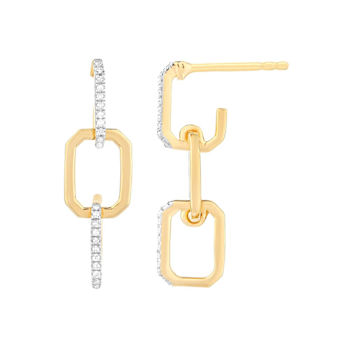Diamond Accent Trio Link Drop Earrings In 14K Gold Over Sterling Silver